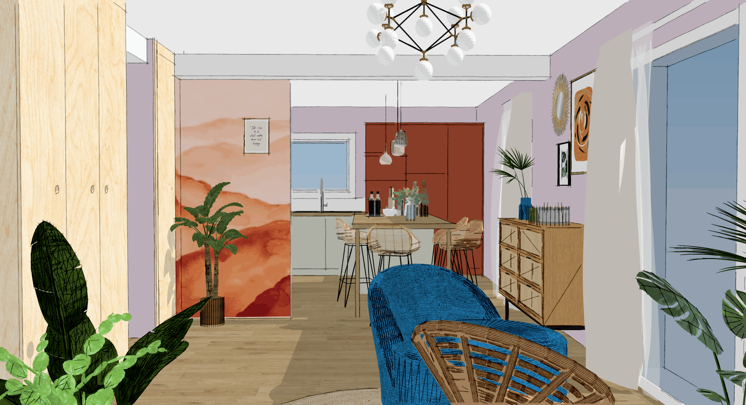 Intérieur en couleur